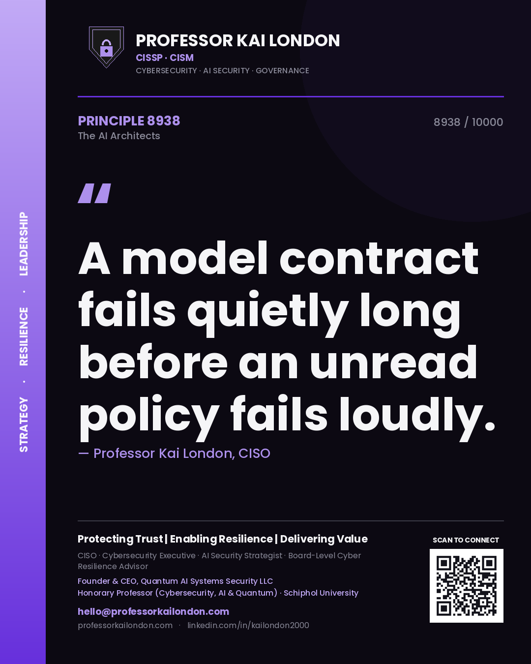 Professor Kai London principle 8938: A model contract fails quietly long before an unread policy fails loudly.