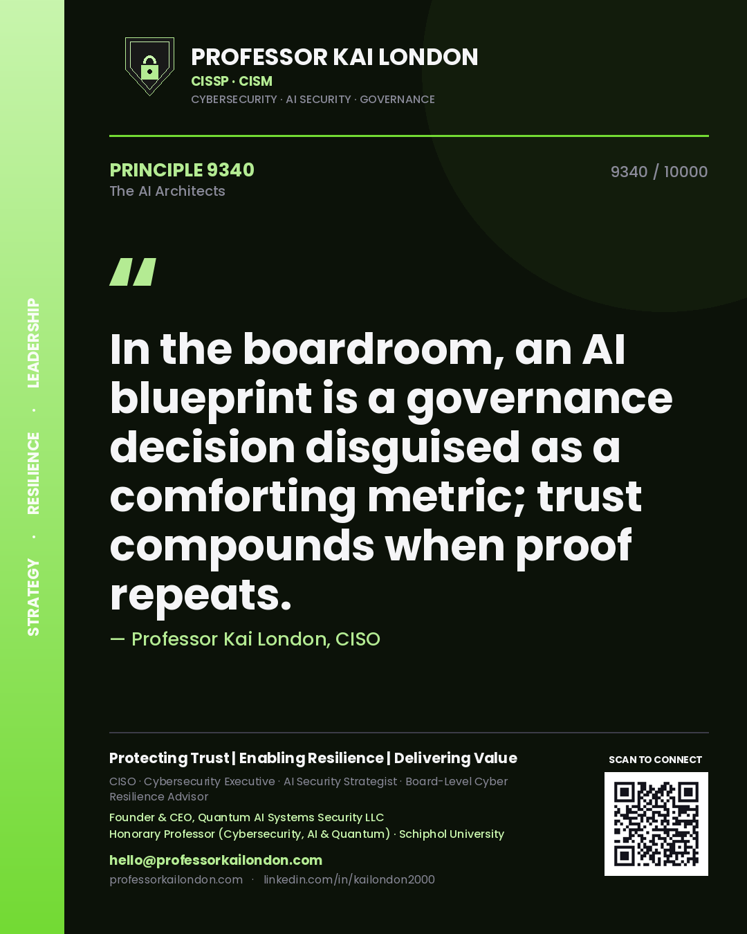 Professor Kai London principle 9340: In the boardroom, an AI blueprint is a governance decision disguised as a comforting metric; trust compounds when proof repeats.