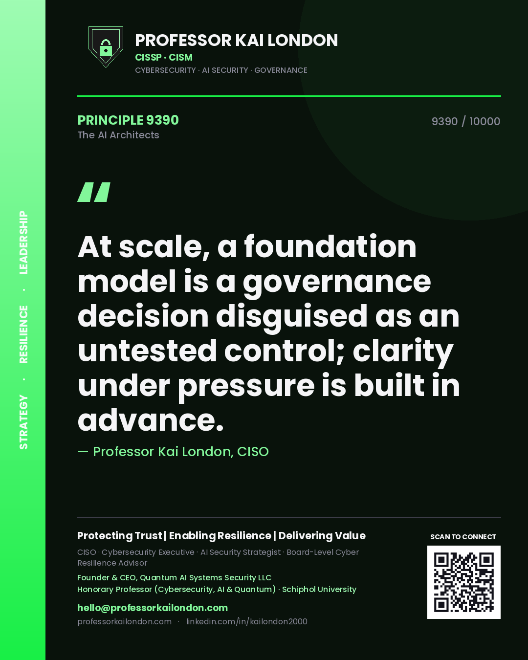 Professor Kai London principle 9390: At scale, a foundation model is a governance decision disguised as an untested control; clarity under pressure is built in advance.
