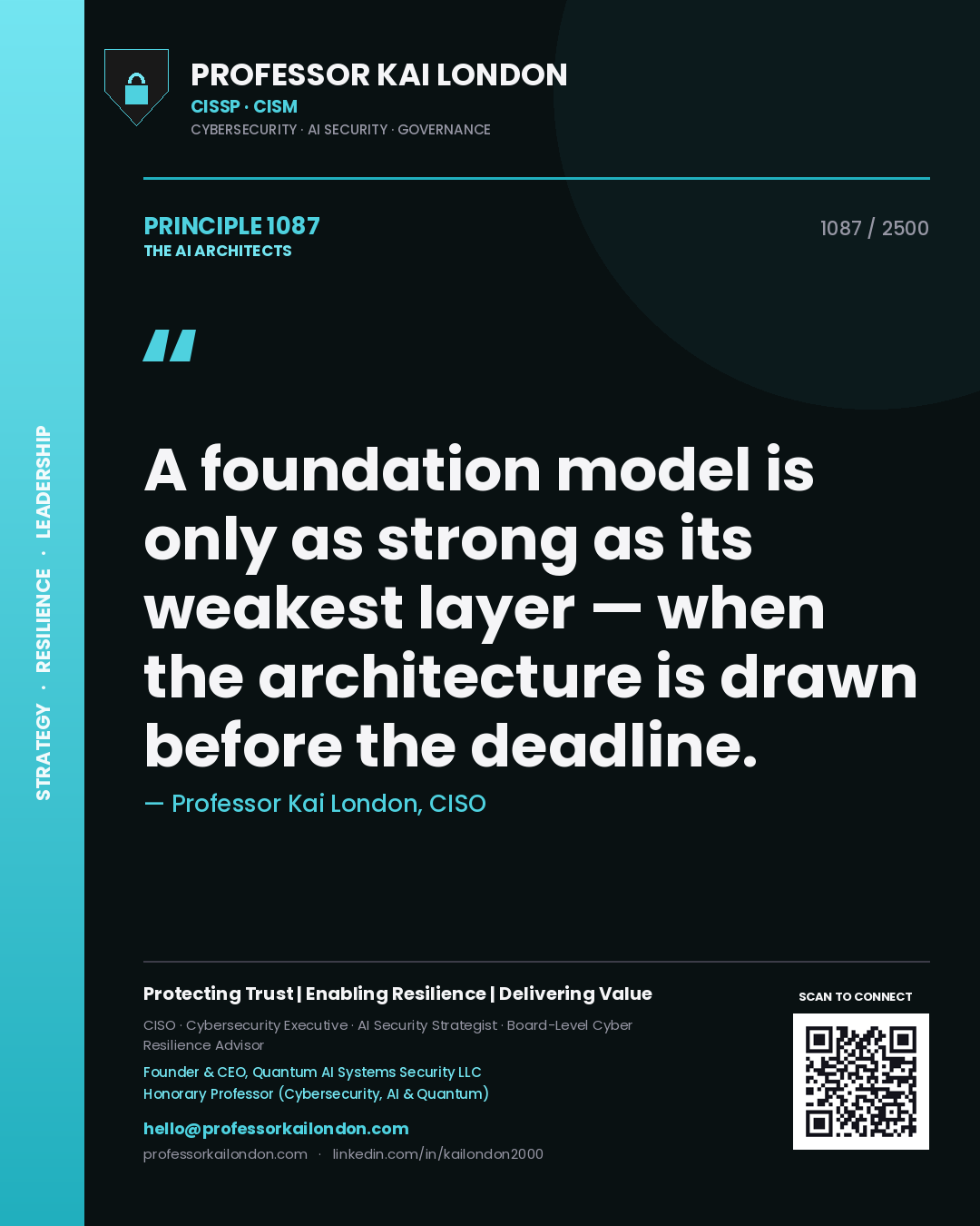 Professor Kai London principle 1087: A foundation model is only as strong as its weakest layer — when the architecture is drawn before the deadline.