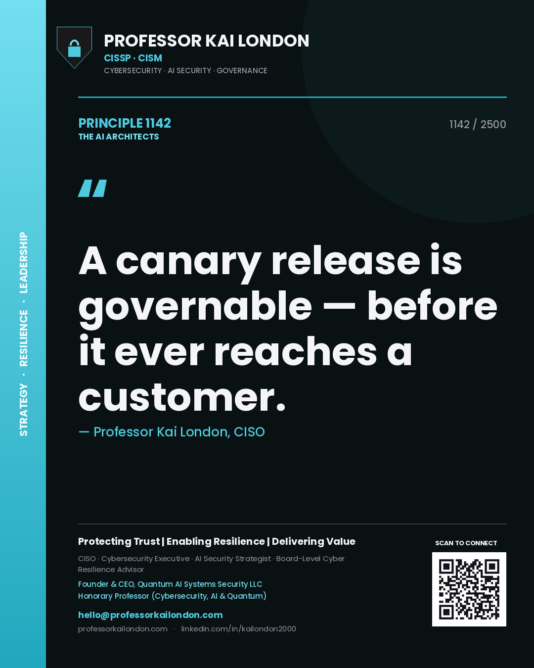 Professor Kai London principle 1142: A canary release is governable — before it ever reaches a customer.