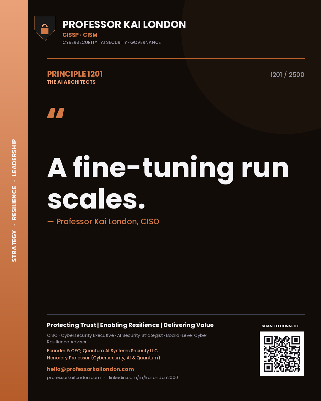 Professor Kai London principle 1201: A fine-tuning run scales.