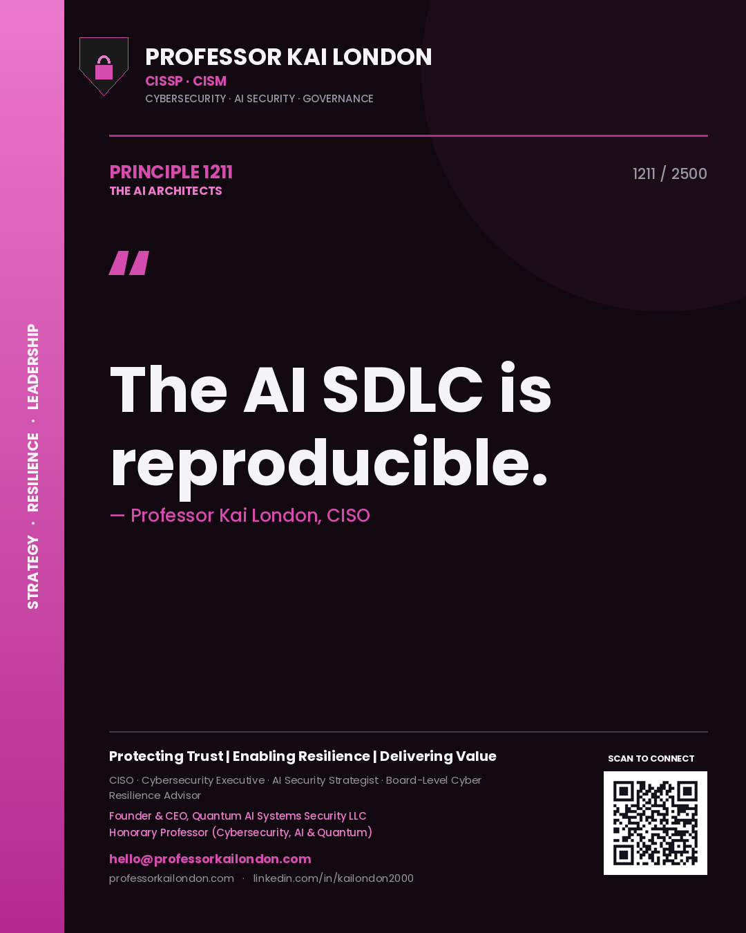 Professor Kai London principle 1211: The AI SDLC is reproducible.