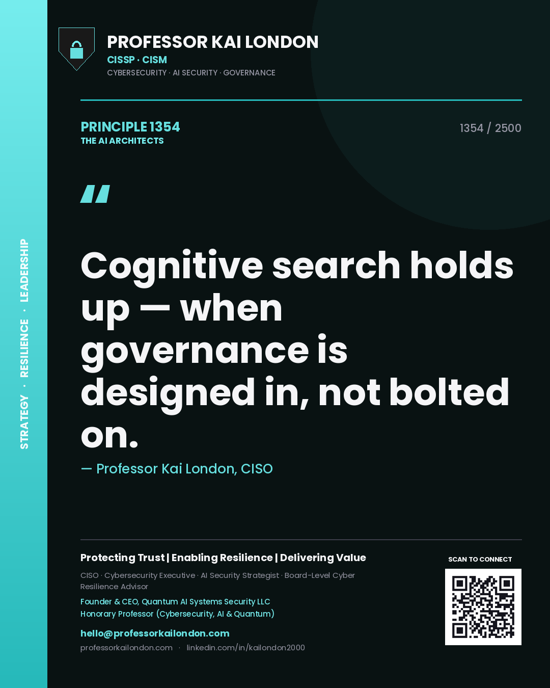 Professor Kai London principle 1354: Cognitive search holds up — when governance is designed in, not bolted on.