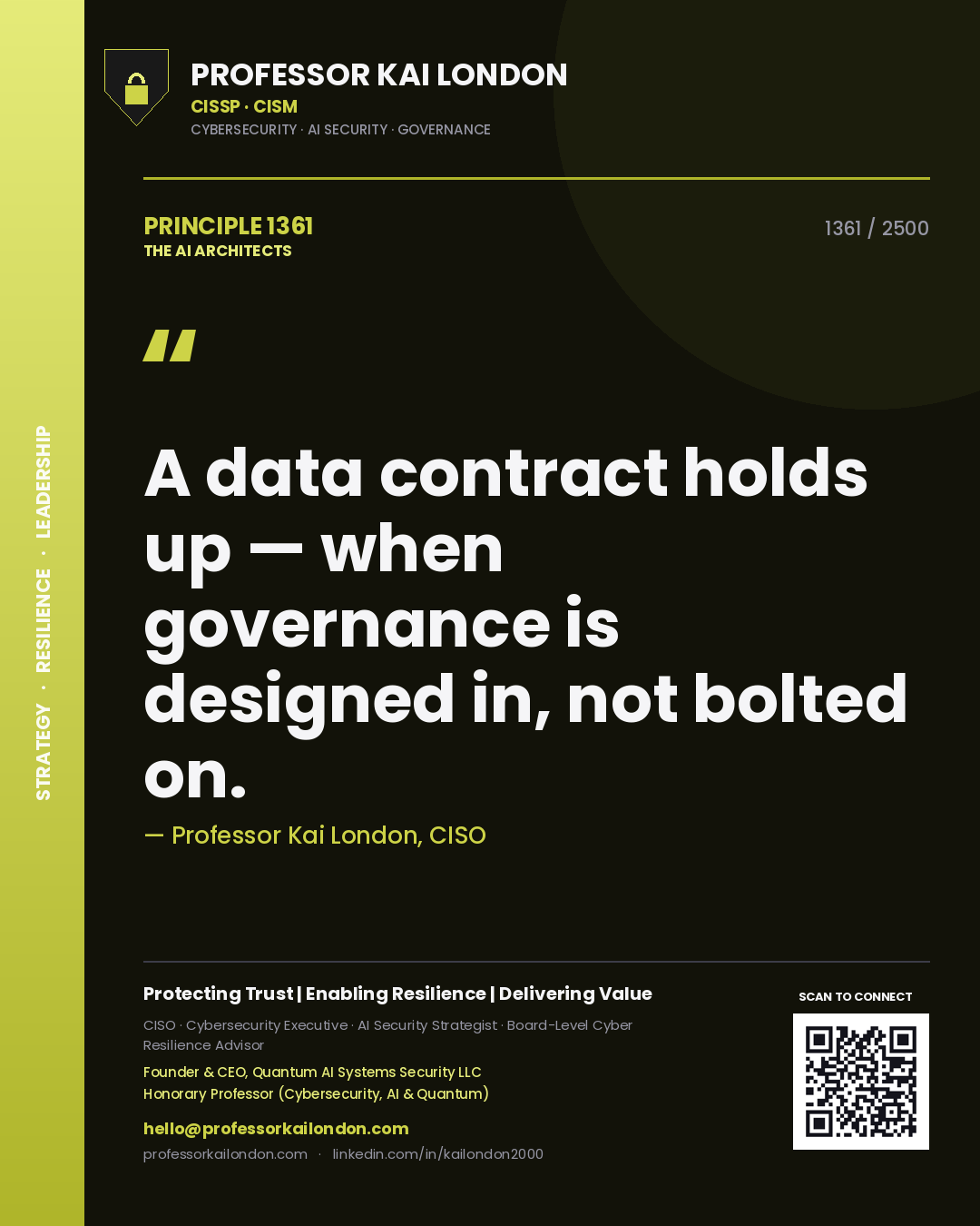 Professor Kai London principle 1361: A data contract holds up — when governance is designed in, not bolted on.