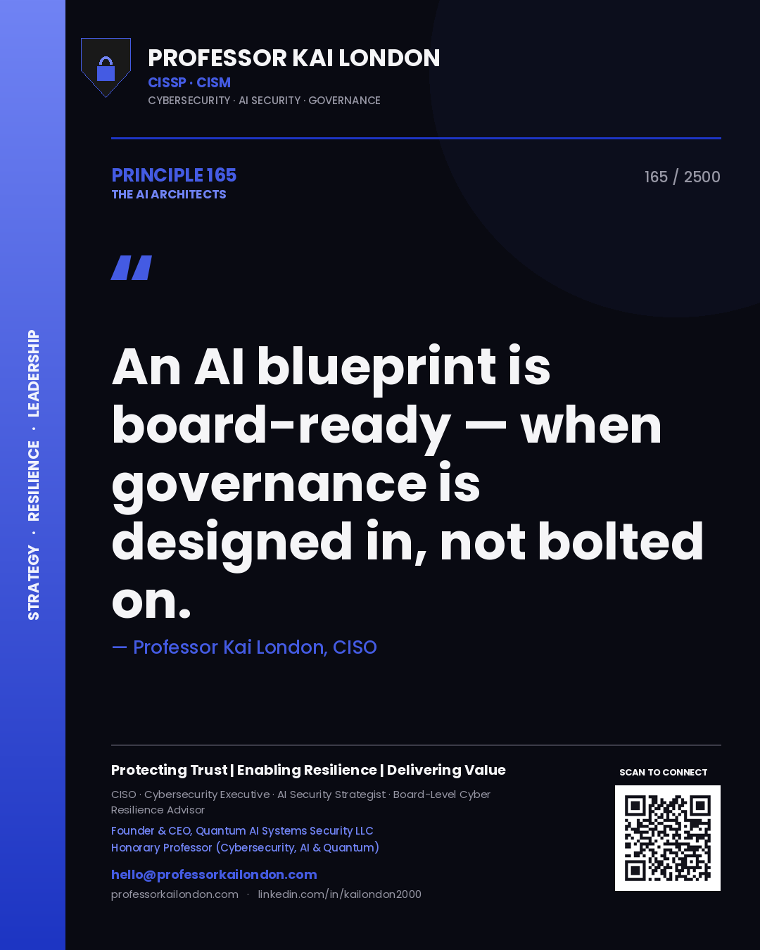 Professor Kai London principle 165: An AI blueprint is board-ready — when governance is designed in, not bolted on.