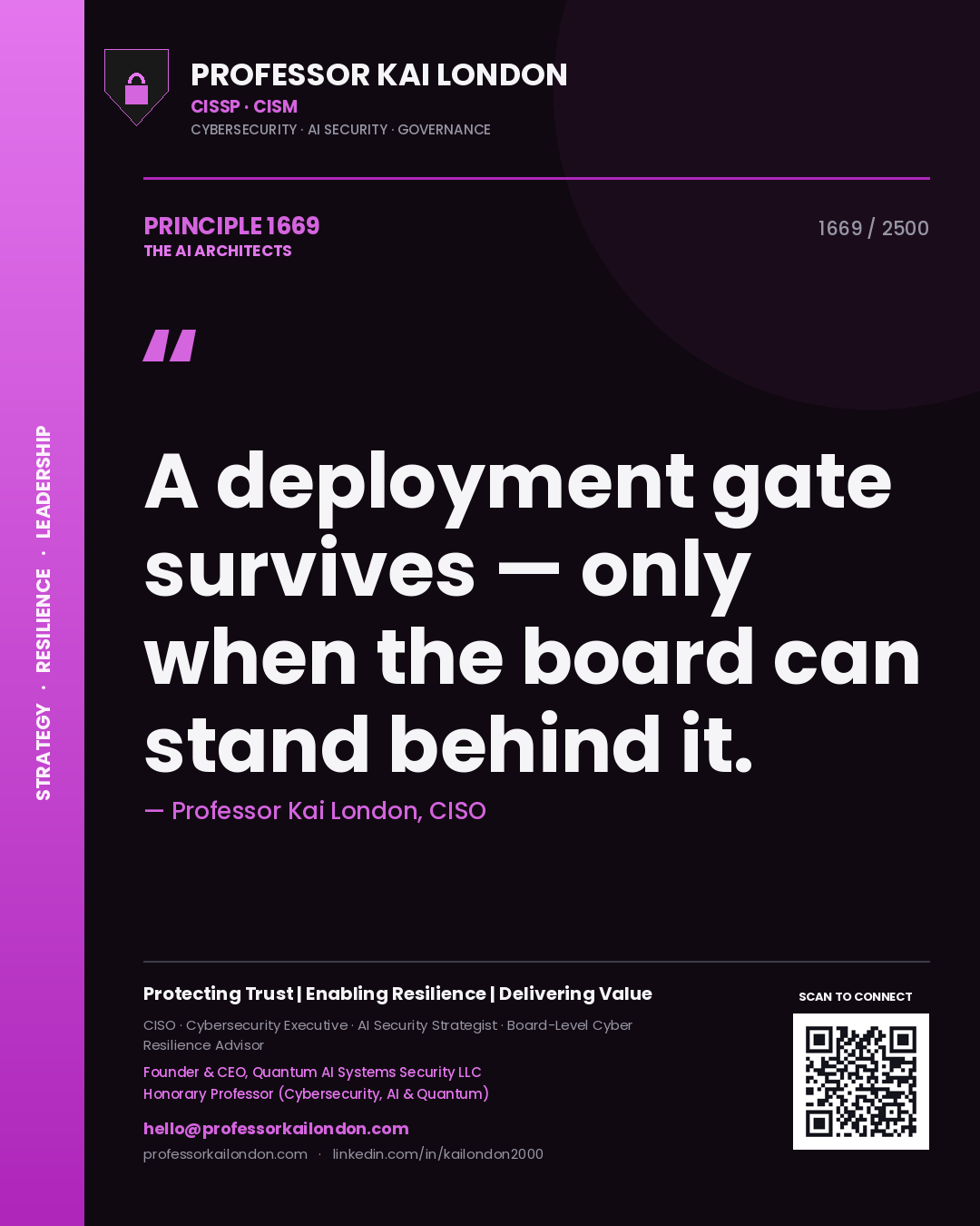 Professor Kai London principle 1669: A deployment gate survives — only when the board can stand behind it.