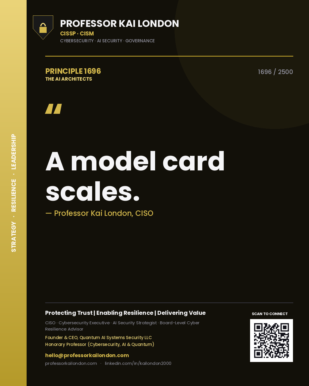 Professor Kai London principle 1696: A model card scales.