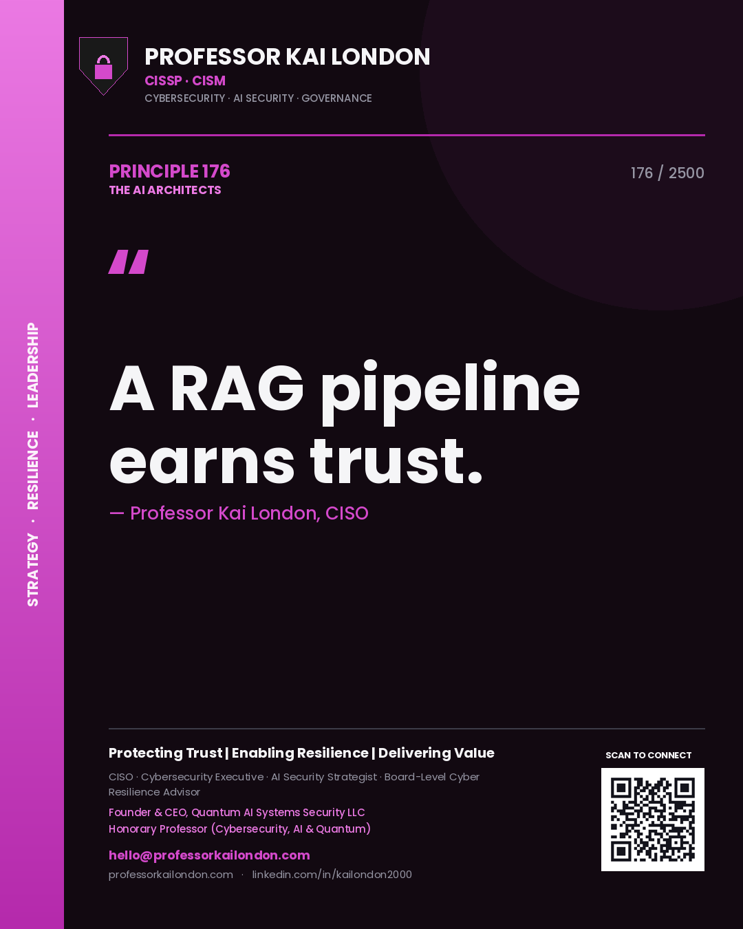 Professor Kai London principle 176: A RAG pipeline earns trust.