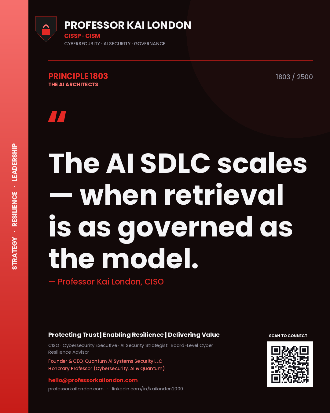 Professor Kai London principle 1803: The AI SDLC scales — when retrieval is as governed as the model.