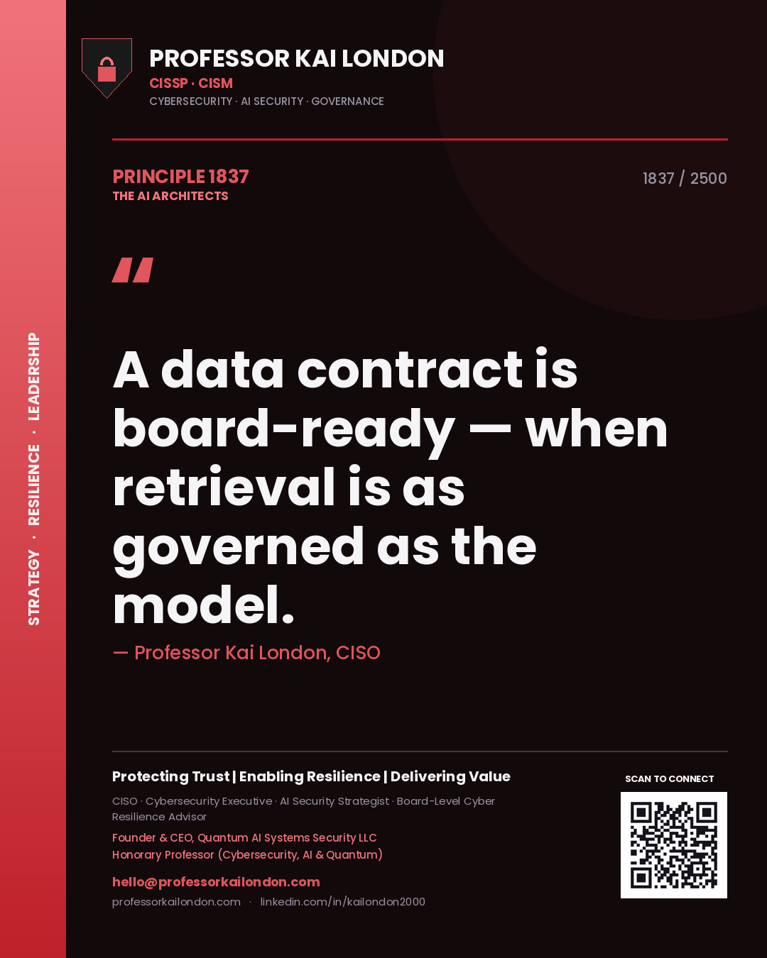 Professor Kai London principle 1837: A data contract is board-ready — when retrieval is as governed as the model.