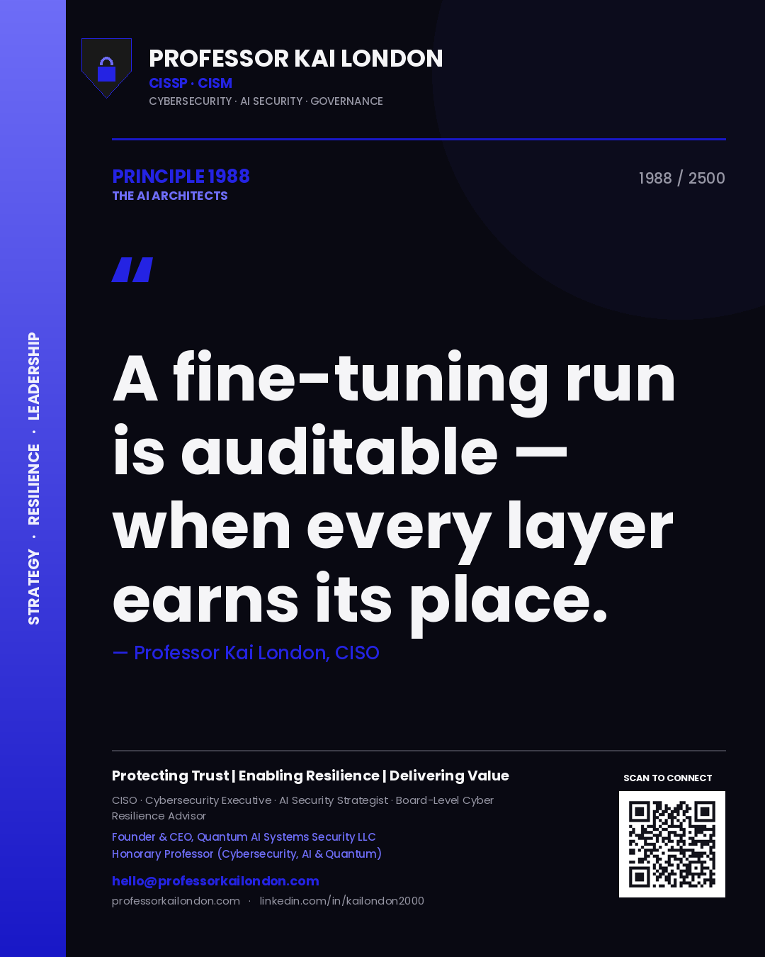 Professor Kai London principle 1988: A fine-tuning run is auditable — when every layer earns its place.