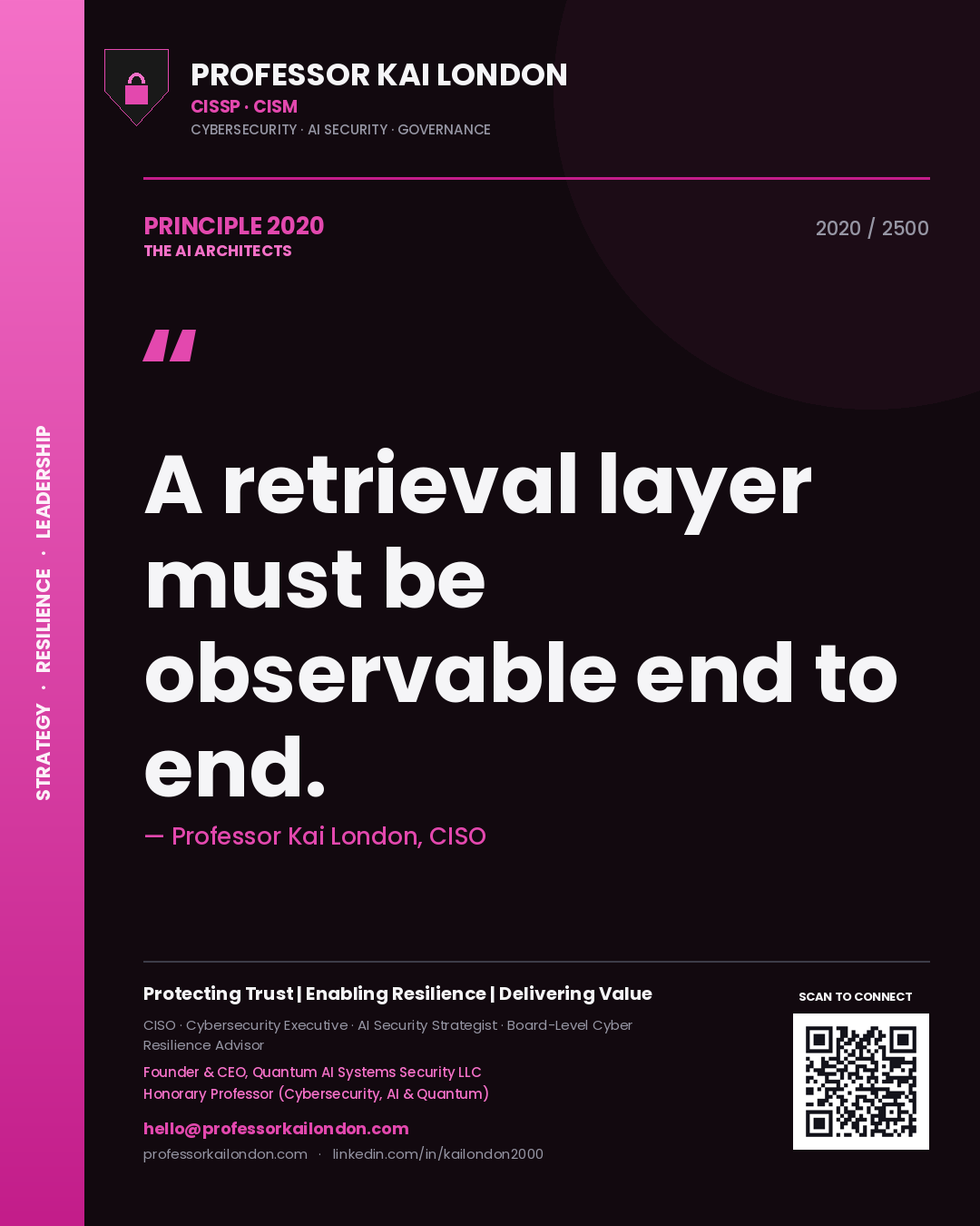 Professor Kai London principle 2020: A retrieval layer must be observable end to end.