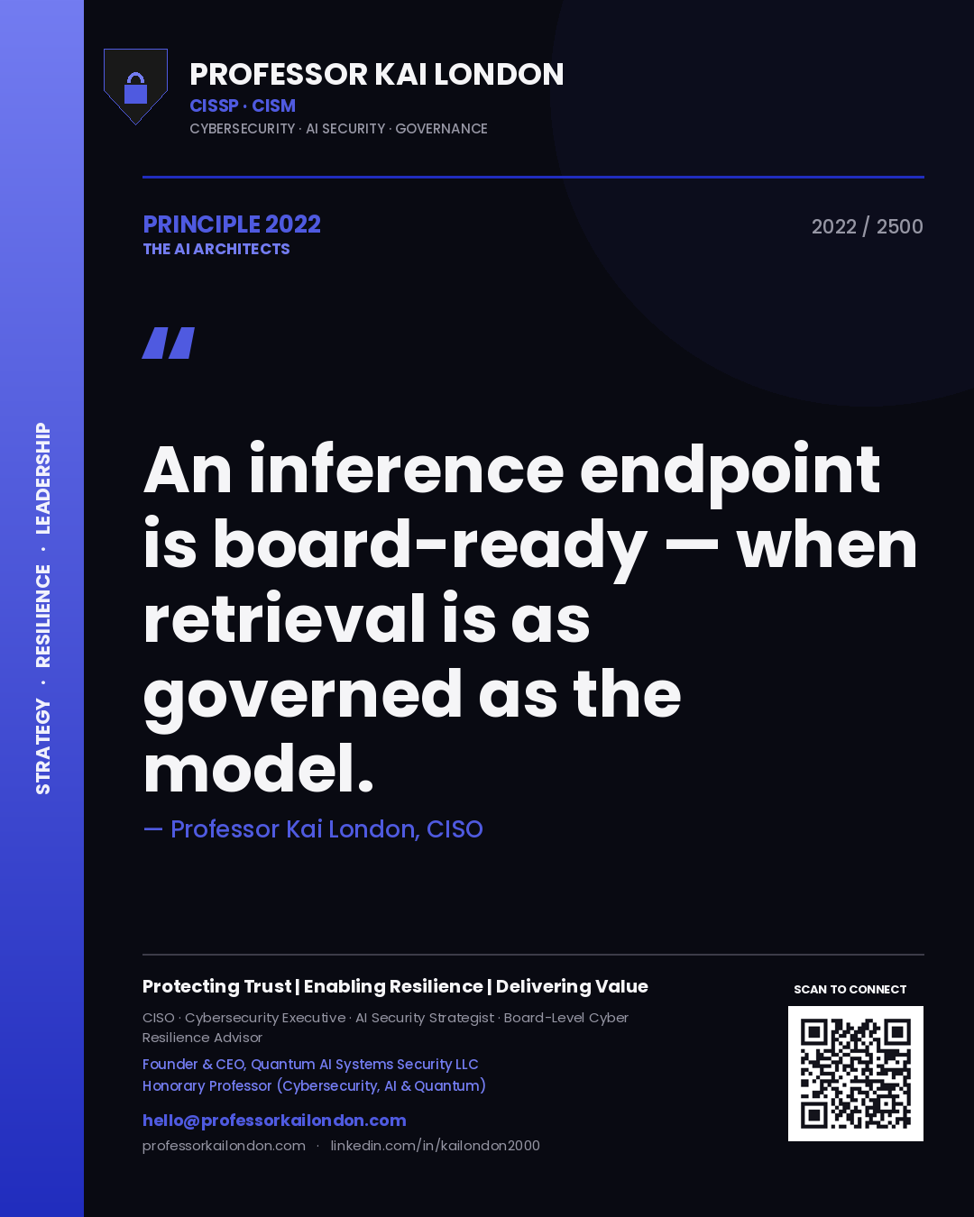 Professor Kai London principle 2022: An inference endpoint is board-ready — when retrieval is as governed as the model.