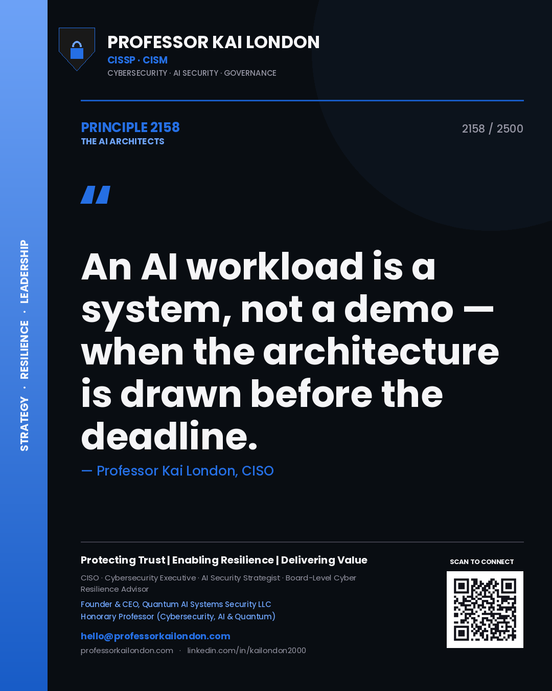 Professor Kai London principle 2158: An AI workload is a system, not a demo — when the architecture is drawn before the deadline.