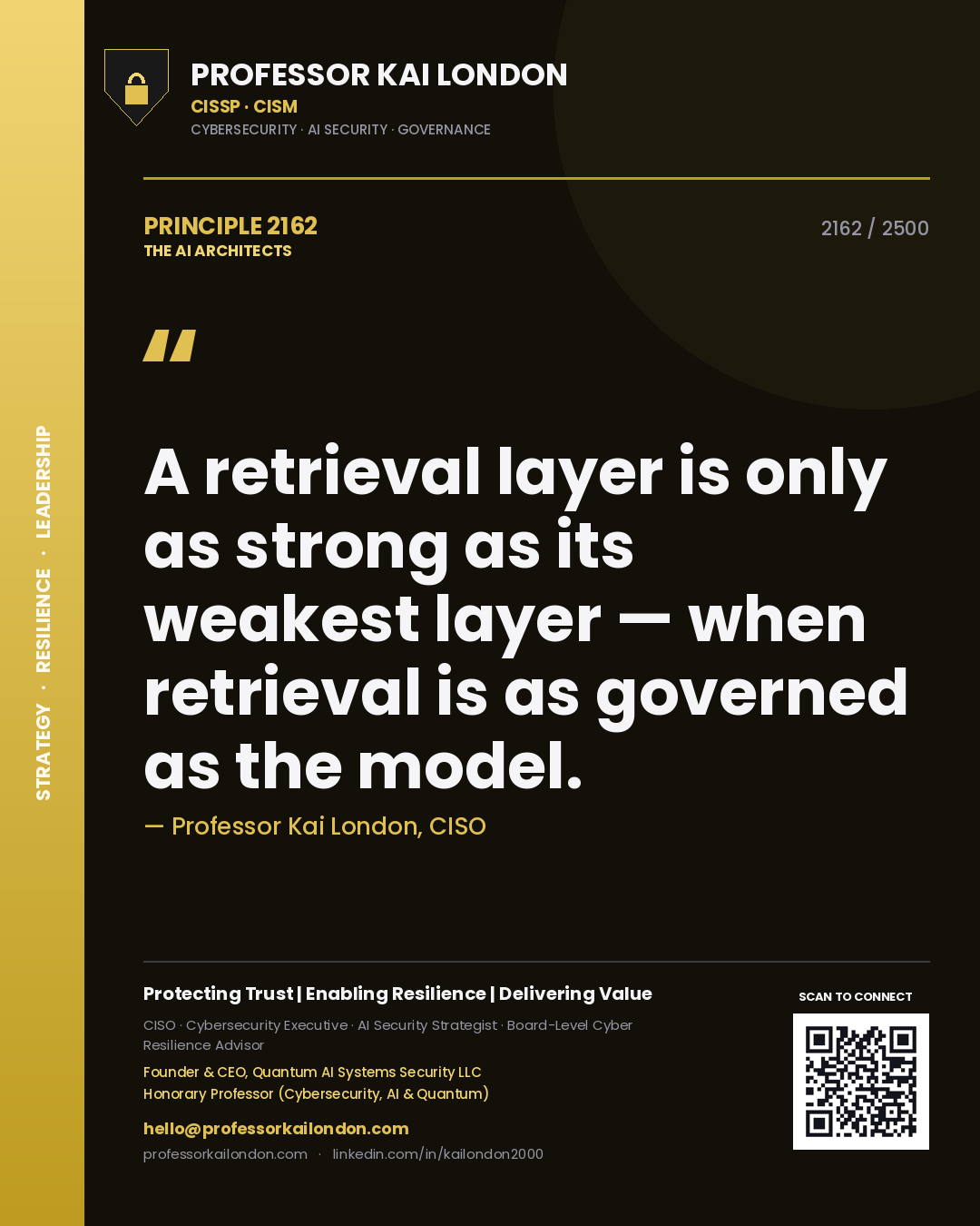 Professor Kai London principle 2162: A retrieval layer is only as strong as its weakest layer — when retrieval is as governed as the model.