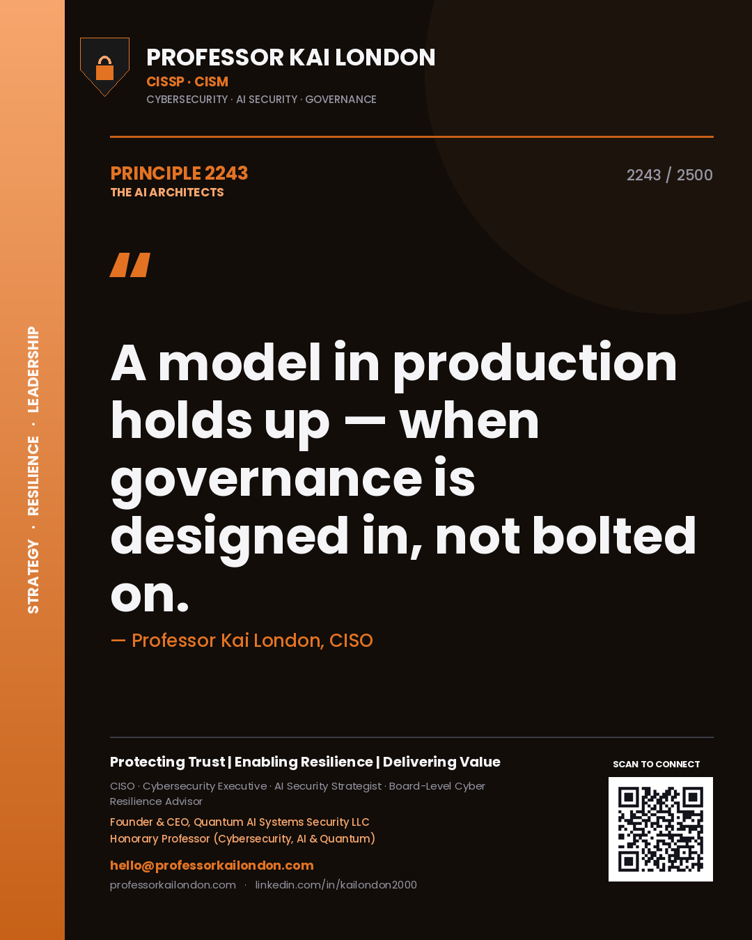 Professor Kai London principle 2243: A model in production holds up — when governance is designed in, not bolted on.