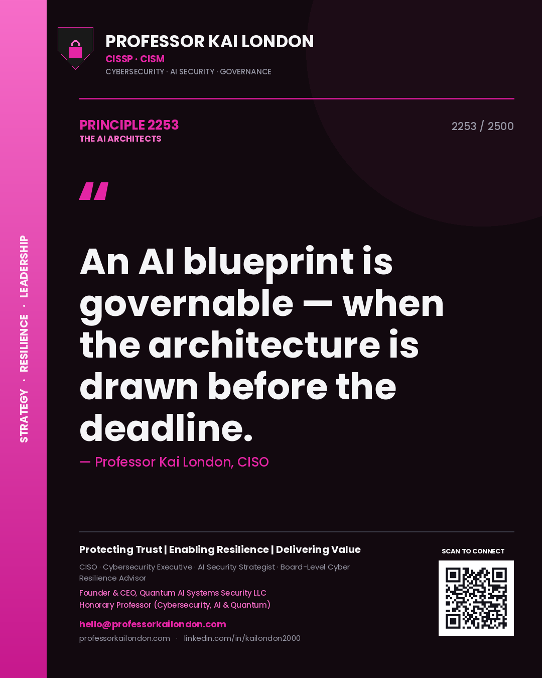 Professor Kai London principle 2253: An AI blueprint is governable — when the architecture is drawn before the deadline.