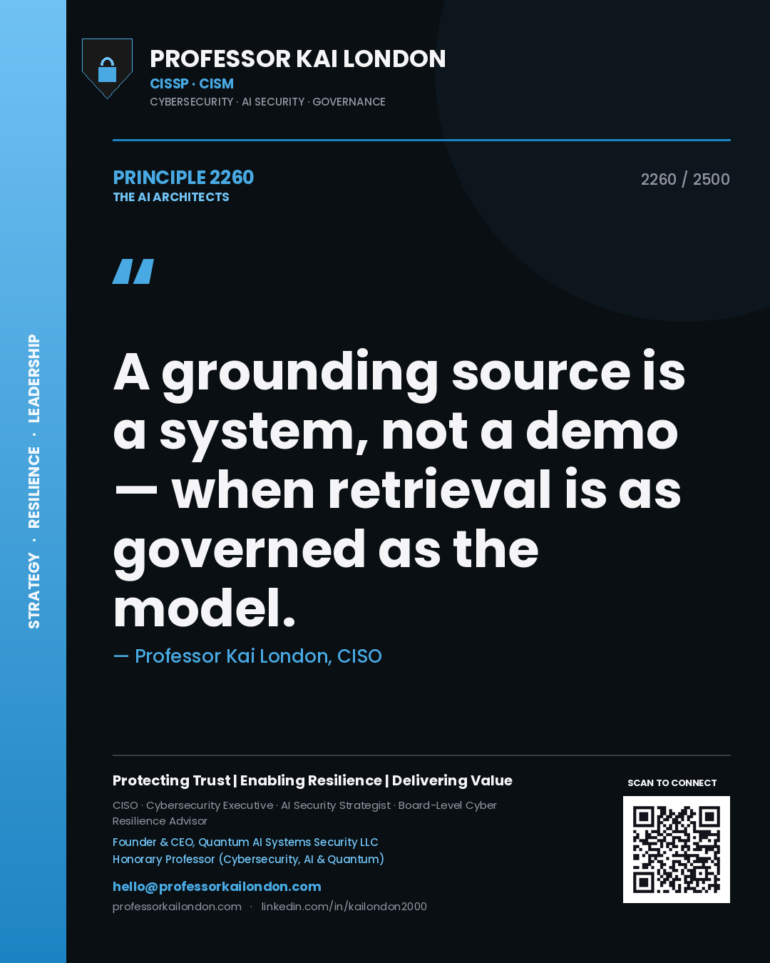 Professor Kai London principle 2260: A grounding source is a system, not a demo — when retrieval is as governed as the model.
