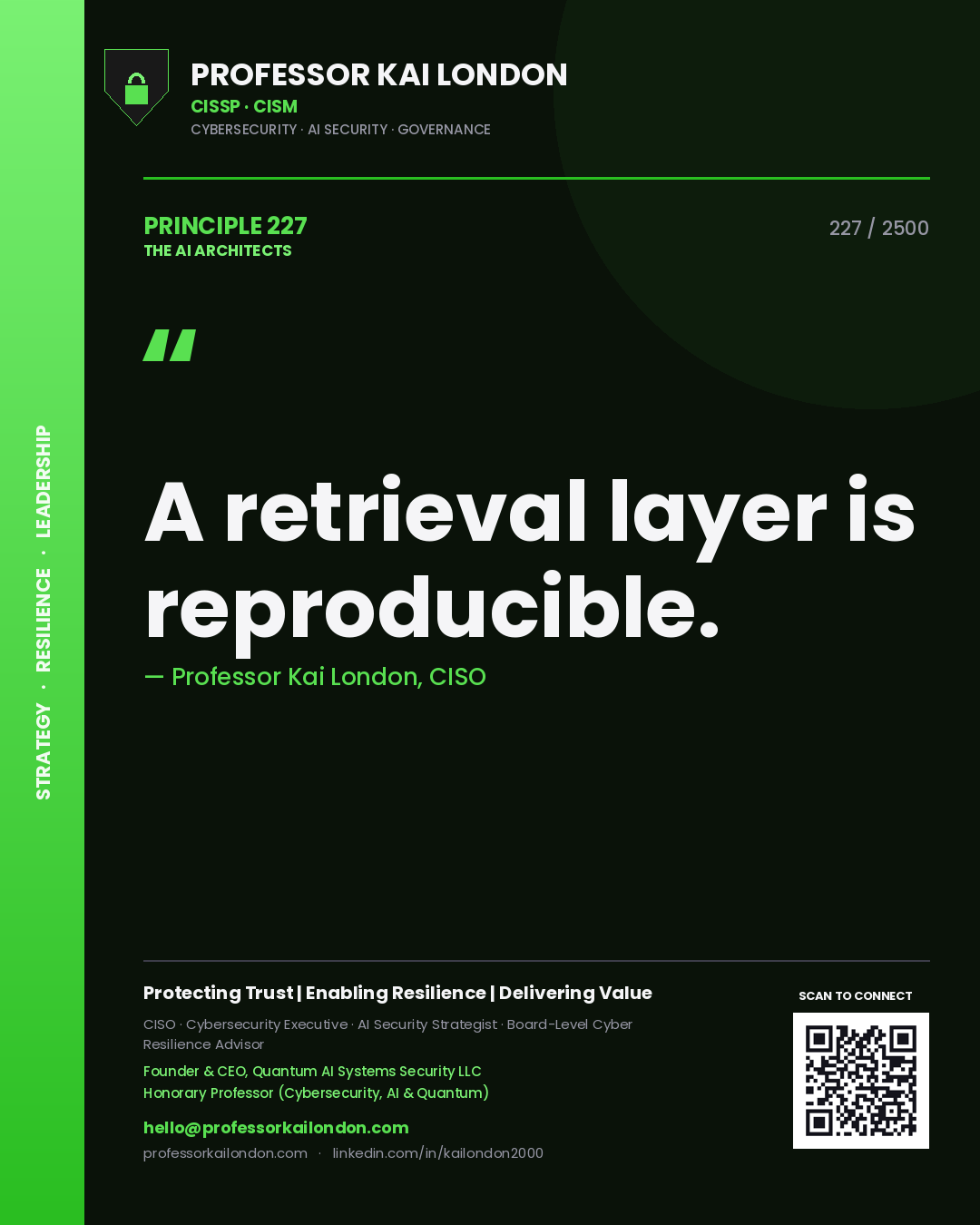 Professor Kai London principle 227: A retrieval layer is reproducible.