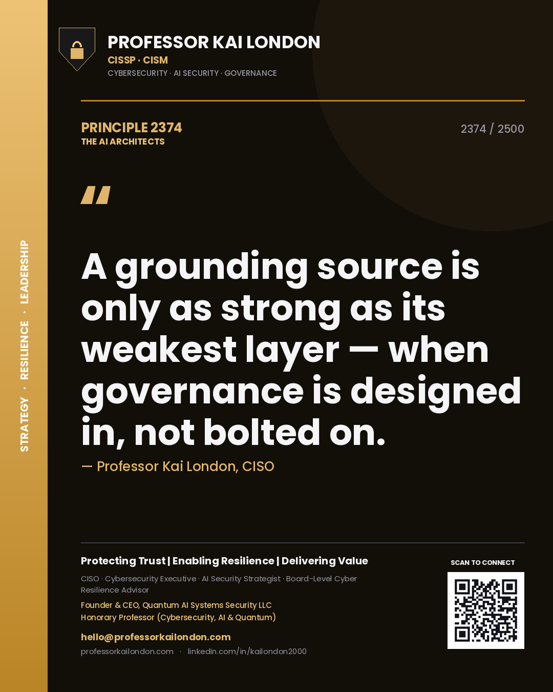 Professor Kai London principle 2374: A grounding source is only as strong as its weakest layer — when governance is designed in, not bolted on.