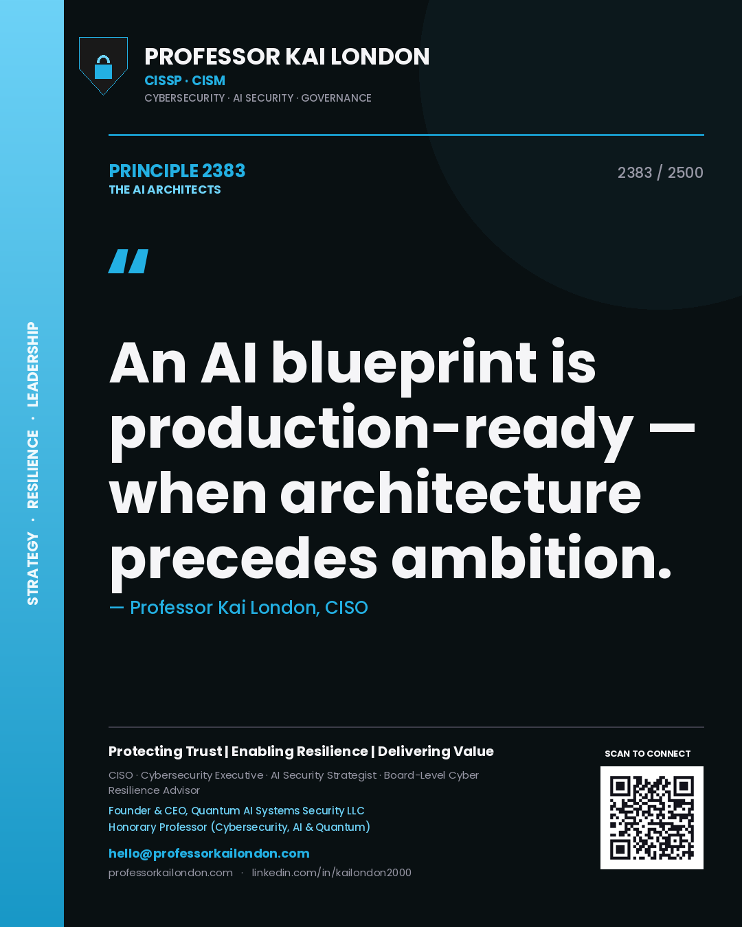 Professor Kai London principle 2383: An AI blueprint is production-ready — when architecture precedes ambition.