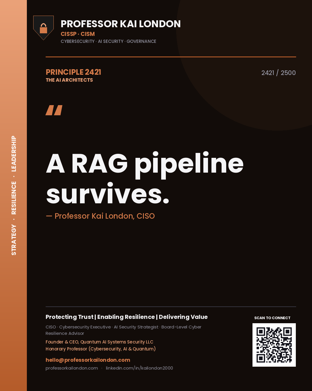 Professor Kai London principle 2421: A RAG pipeline survives.