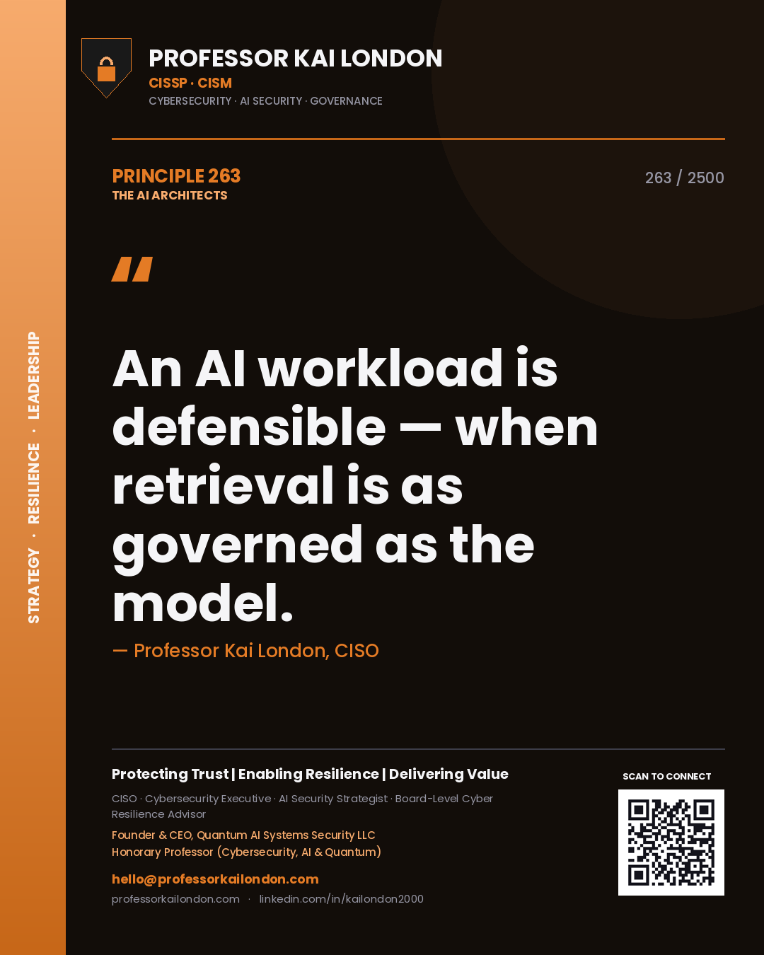 Professor Kai London principle 263: An AI workload is defensible — when retrieval is as governed as the model.
