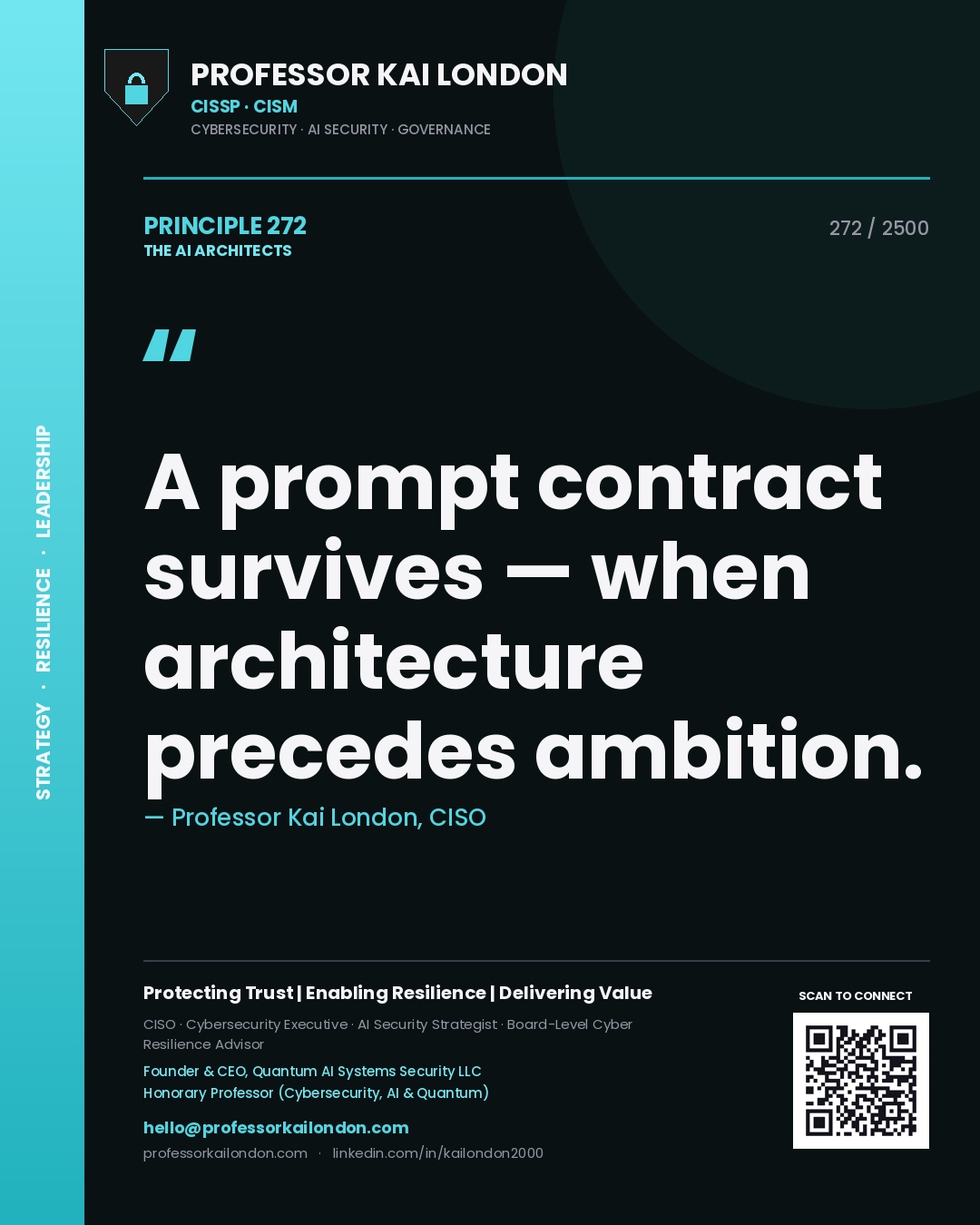 Professor Kai London principle 272: A prompt contract survives — when architecture precedes ambition.