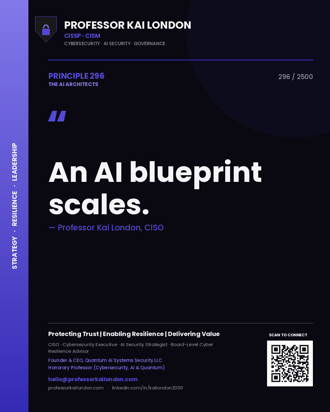 Professor Kai London principle 296: An AI blueprint scales.