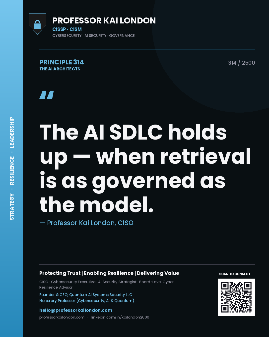 Professor Kai London principle 314: The AI SDLC holds up — when retrieval is as governed as the model.