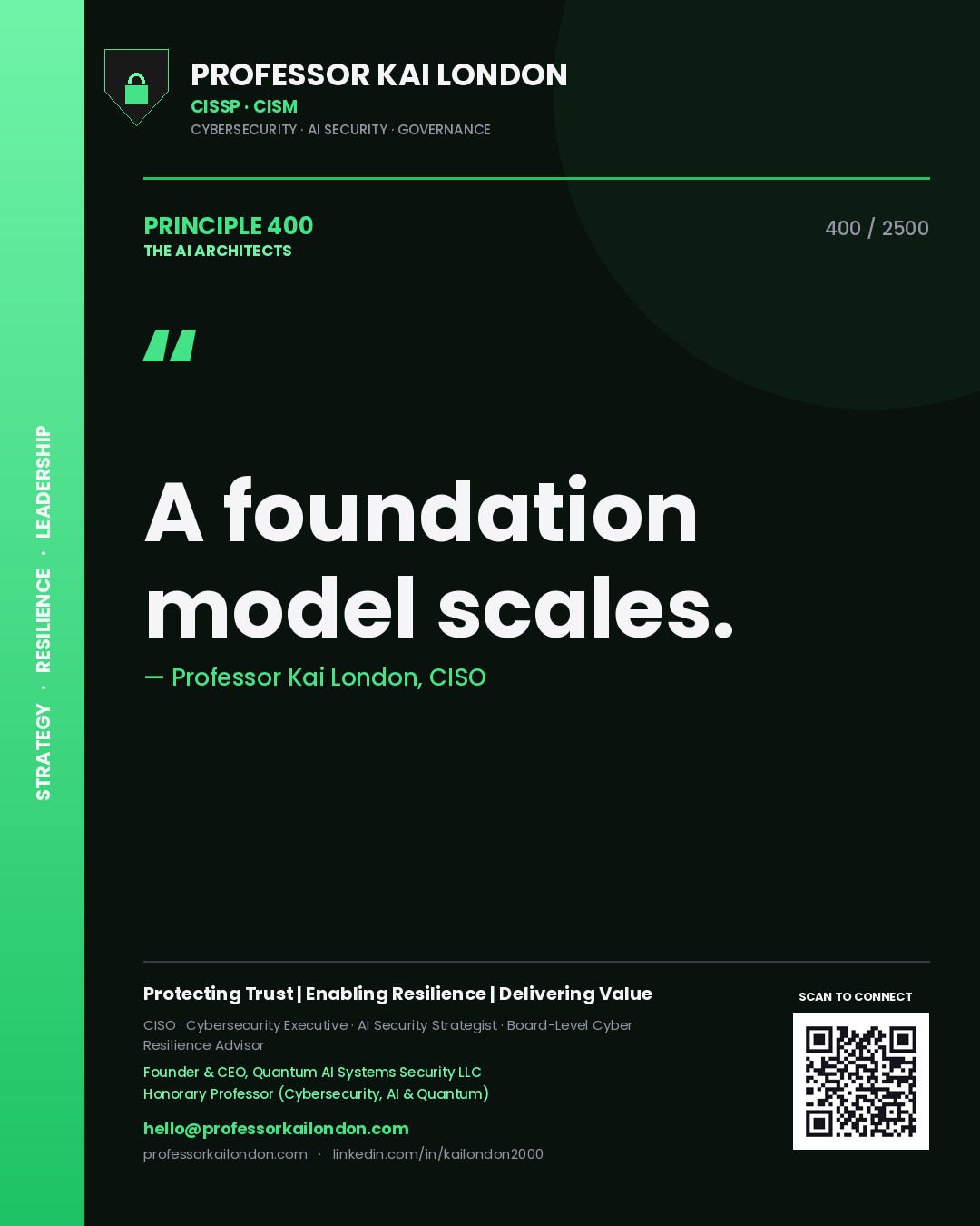 Professor Kai London principle 400: A foundation model scales.