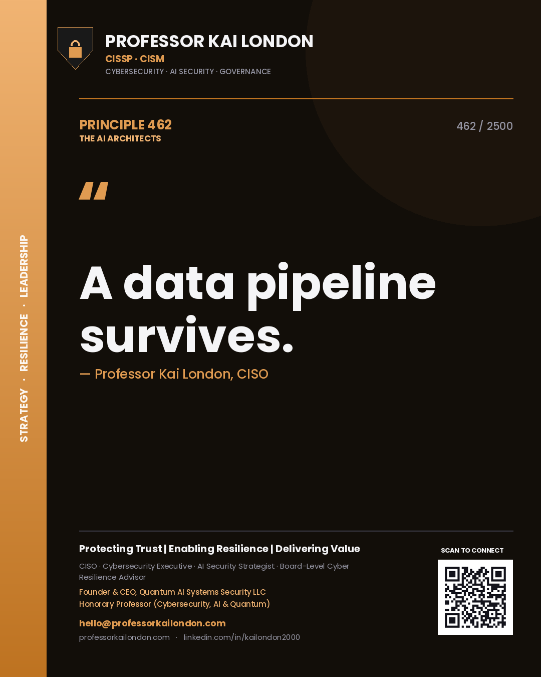 Professor Kai London principle 462: A data pipeline survives.