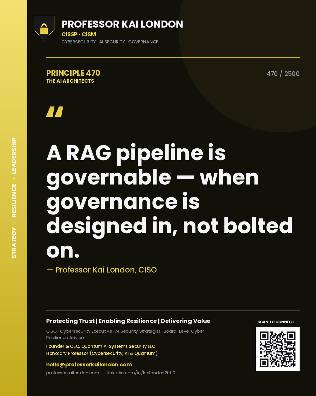 Professor Kai London principle 470: A RAG pipeline is governable — when governance is designed in, not bolted on.