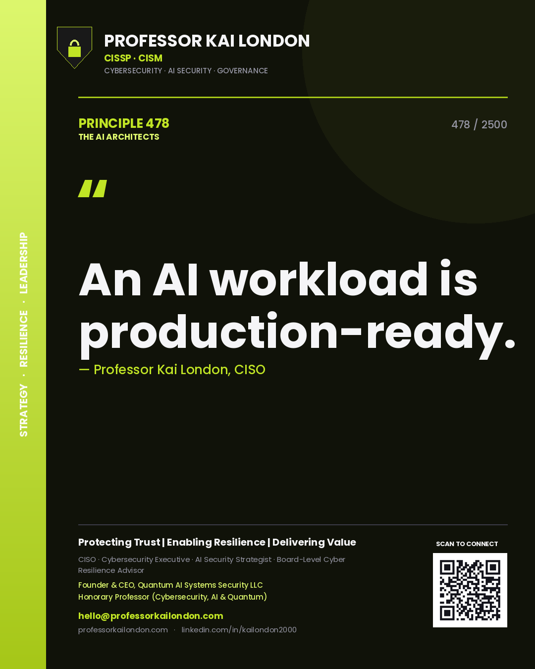 Professor Kai London principle 478: An AI workload is production-ready.