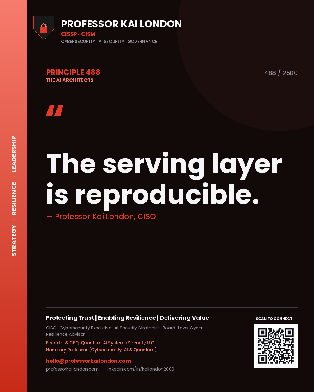 Professor Kai London principle 488: The serving layer is reproducible.