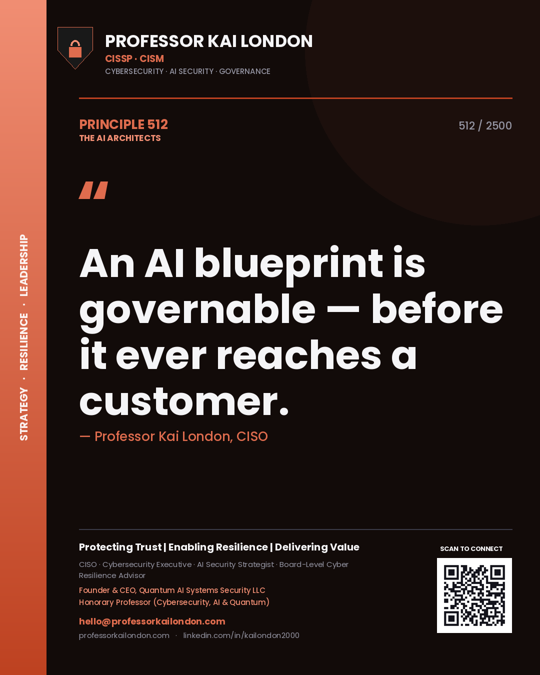 Professor Kai London principle 512: An AI blueprint is governable — before it ever reaches a customer.
