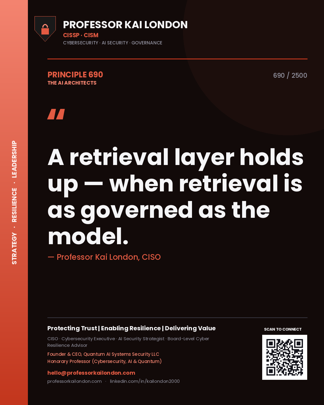 Professor Kai London principle 690: A retrieval layer holds up — when retrieval is as governed as the model.