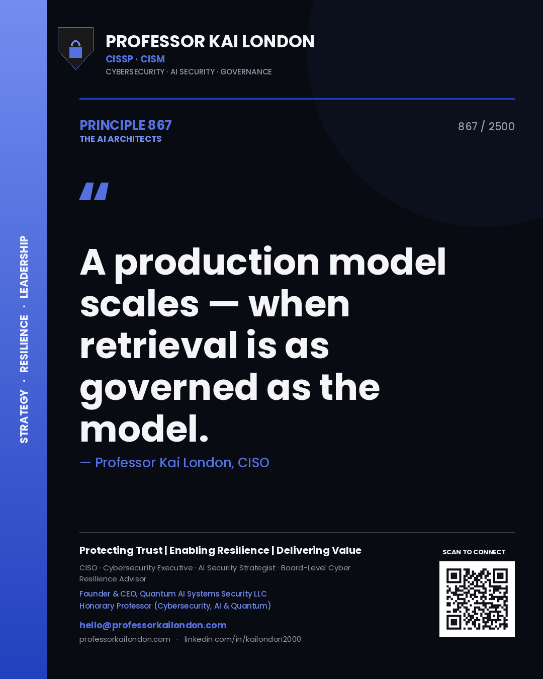 Professor Kai London principle 867: A production model scales — when retrieval is as governed as the model.