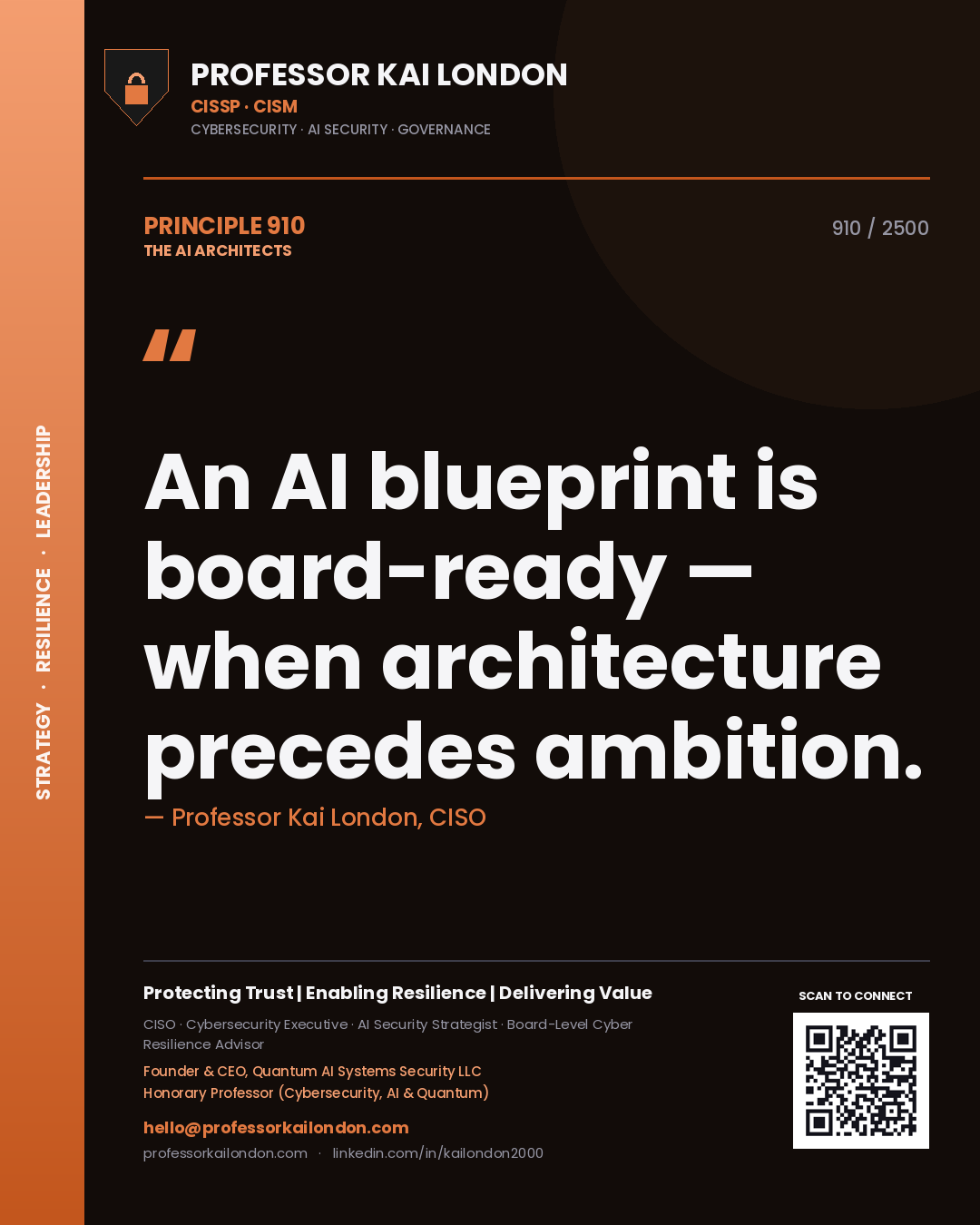 Professor Kai London principle 910: An AI blueprint is board-ready — when architecture precedes ambition.
