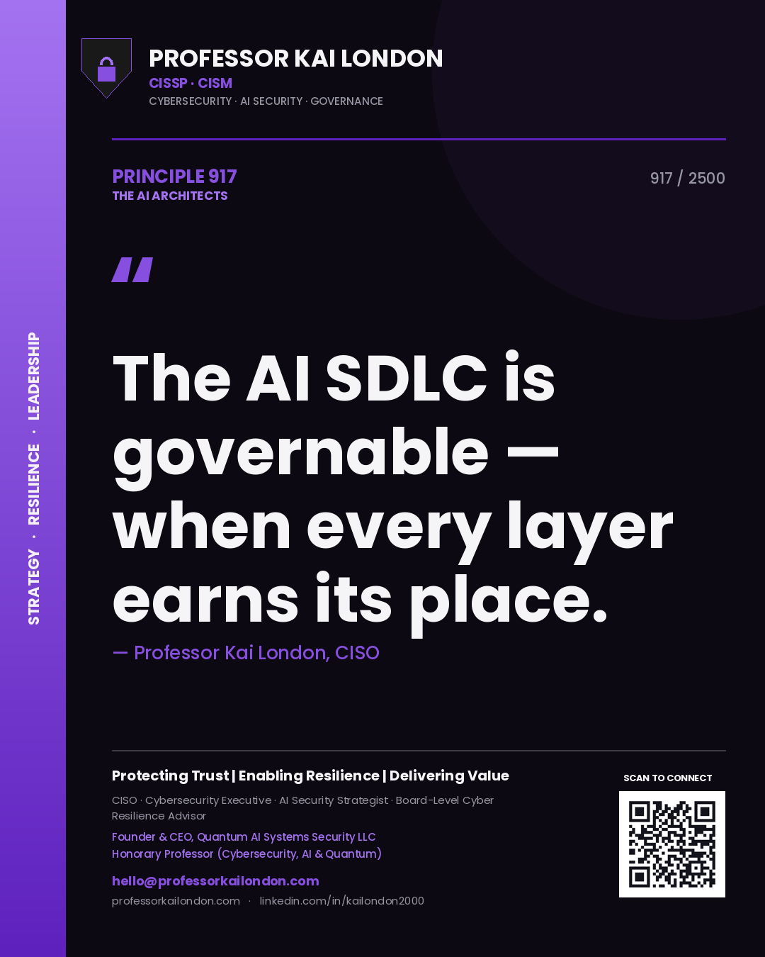 Professor Kai London principle 917: The AI SDLC is governable — when every layer earns its place.