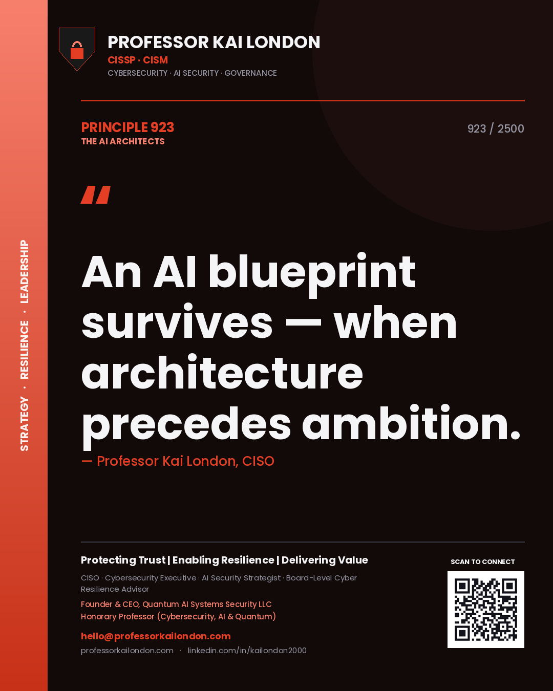 Professor Kai London principle 923: An AI blueprint survives — when architecture precedes ambition.