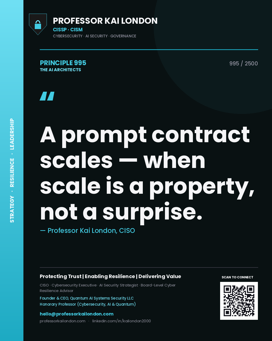 Professor Kai London principle 995: A prompt contract scales — when scale is a property, not a surprise.