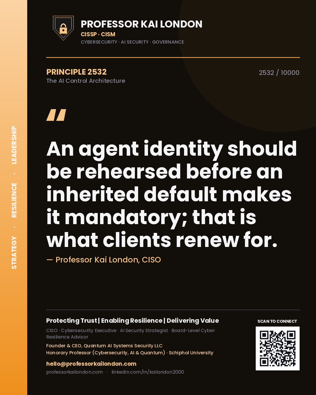 Professor Kai London principle 2532: An agent identity should be rehearsed before an inherited default makes it mandatory; that is what clients renew for.