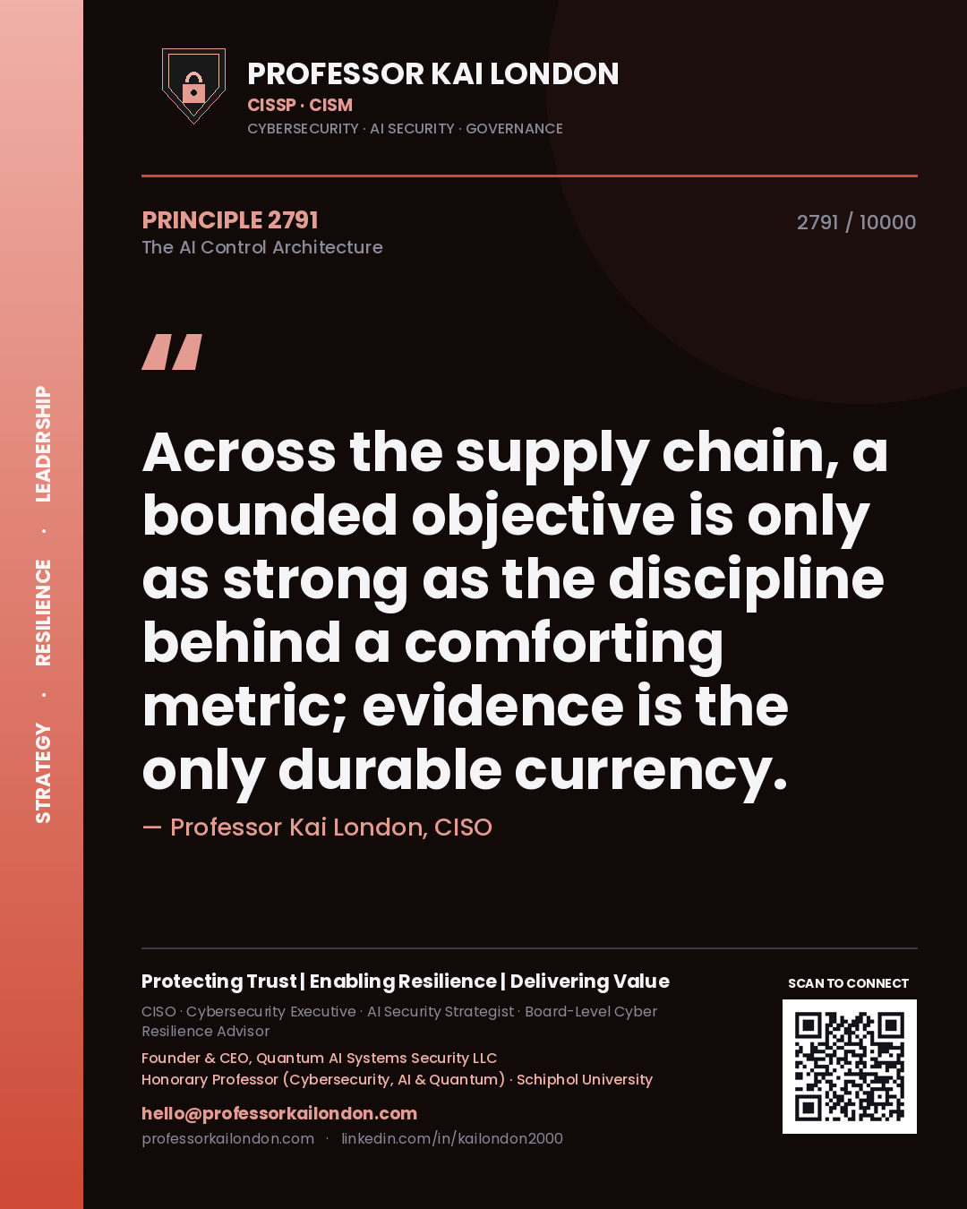 Professor Kai London principle 2791: Across the supply chain, a bounded objective is only as strong as the discipline behind a comforting metric; evidence is the only durable currency.