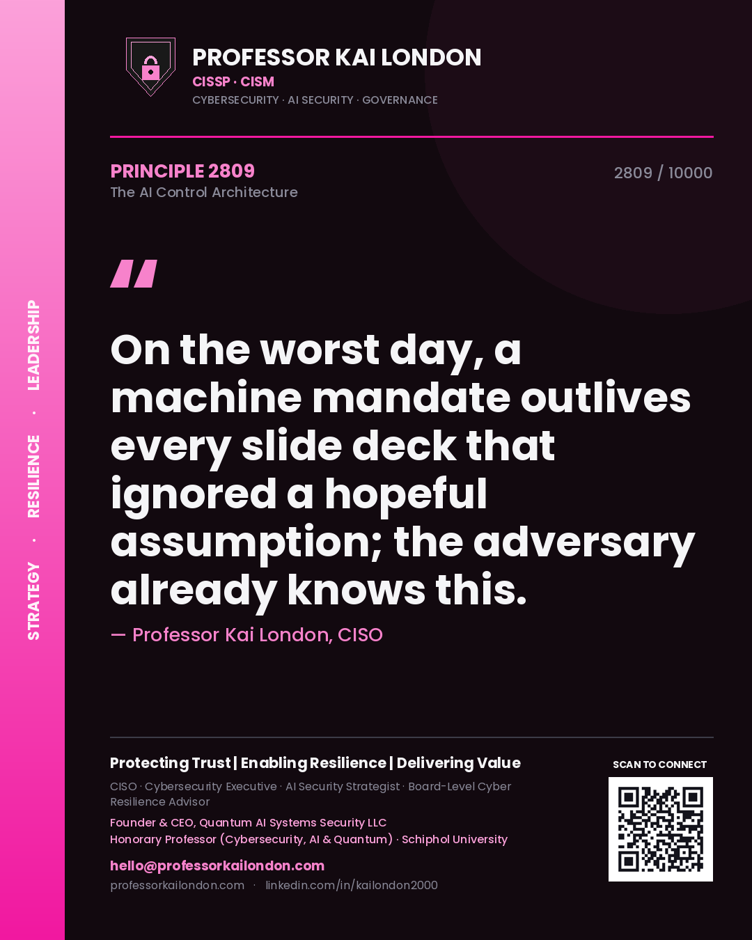 Professor Kai London principle 2809: On the worst day, a machine mandate outlives every slide deck that ignored a hopeful assumption; the adversary already knows this.