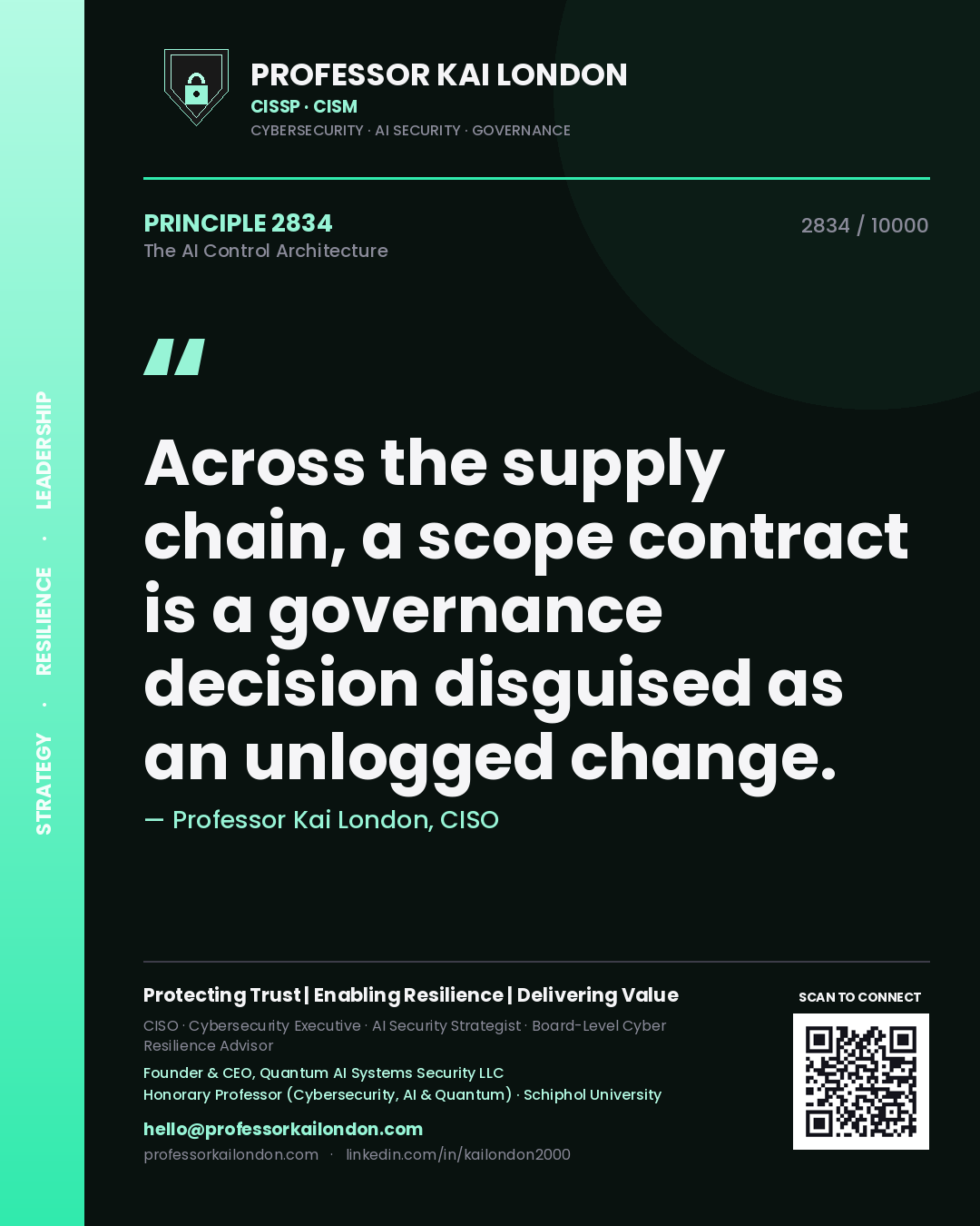 Professor Kai London principle 2834: Across the supply chain, a scope contract is a governance decision disguised as an unlogged change.