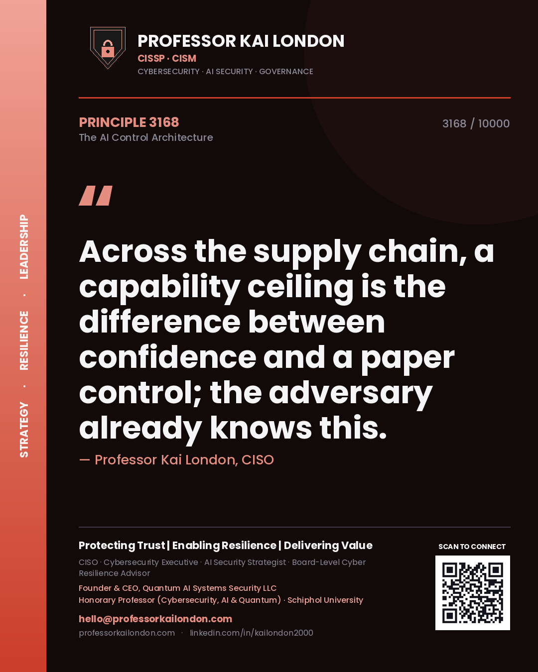 Professor Kai London principle 3168: Across the supply chain, a capability ceiling is the difference between confidence and a paper control; the adversary already knows this.