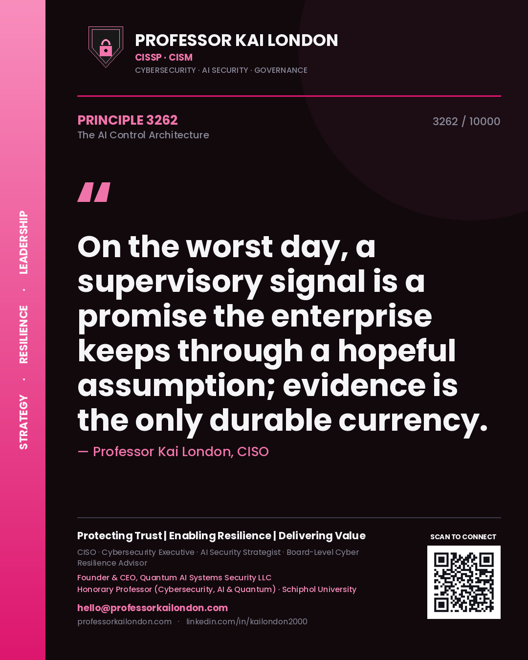 Professor Kai London principle 3262: On the worst day, a supervisory signal is a promise the enterprise keeps through a hopeful assumption; evidence is the only durable currency.