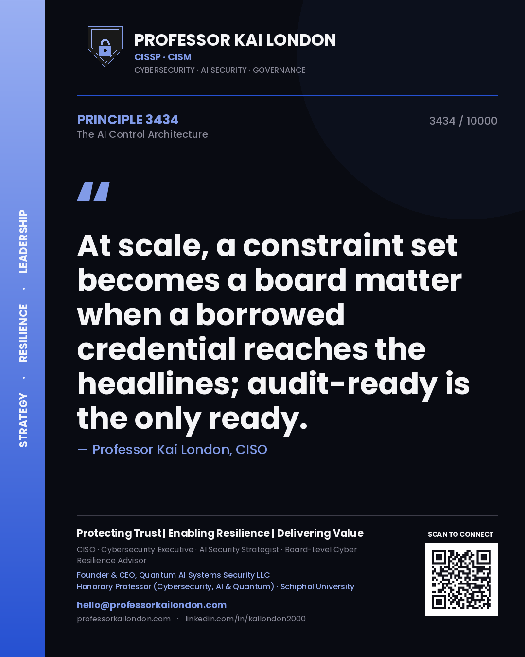 Professor Kai London principle 3434: At scale, a constraint set becomes a board matter when a borrowed credential reaches the headlines; audit-ready is the only ready.